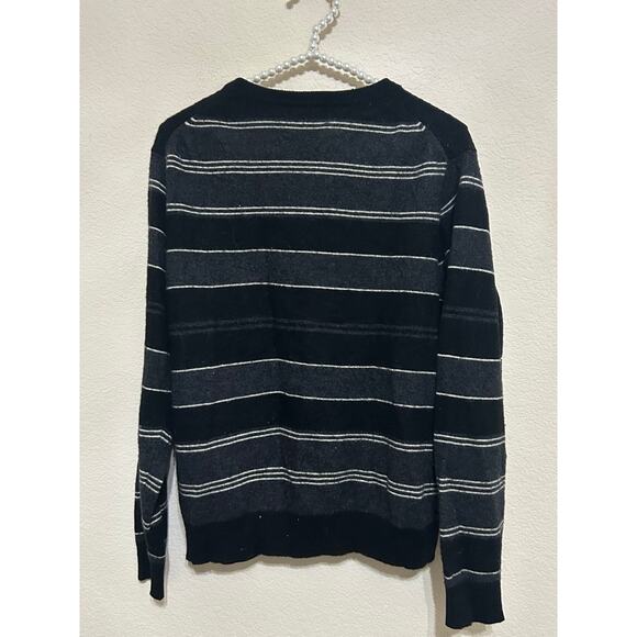 Cezani Cashmere Sweater Men's Size Large 2 Ply Neutral Striped Pullover Top - Picture 6 of 8
